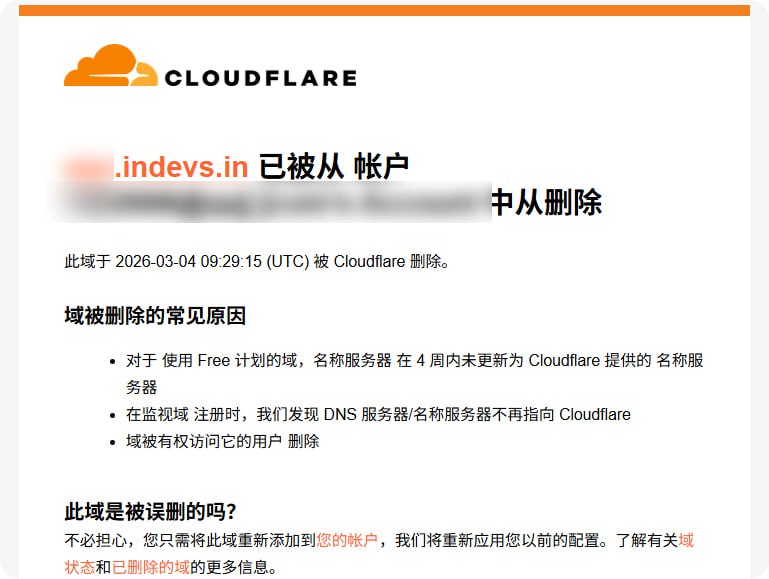 .indevs.in 这个域名 现在正在被CF 删除😂